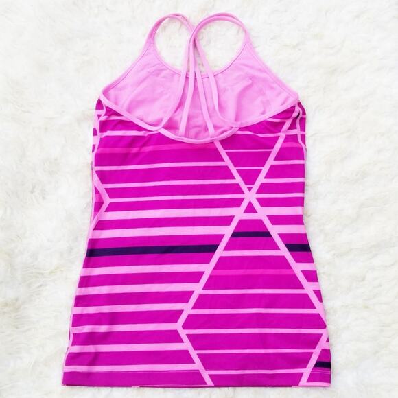 Pink Stripe Tank Strappy Nike Size M Purple Stripe Top Crisscross Racer Back - Picture 9 of 10